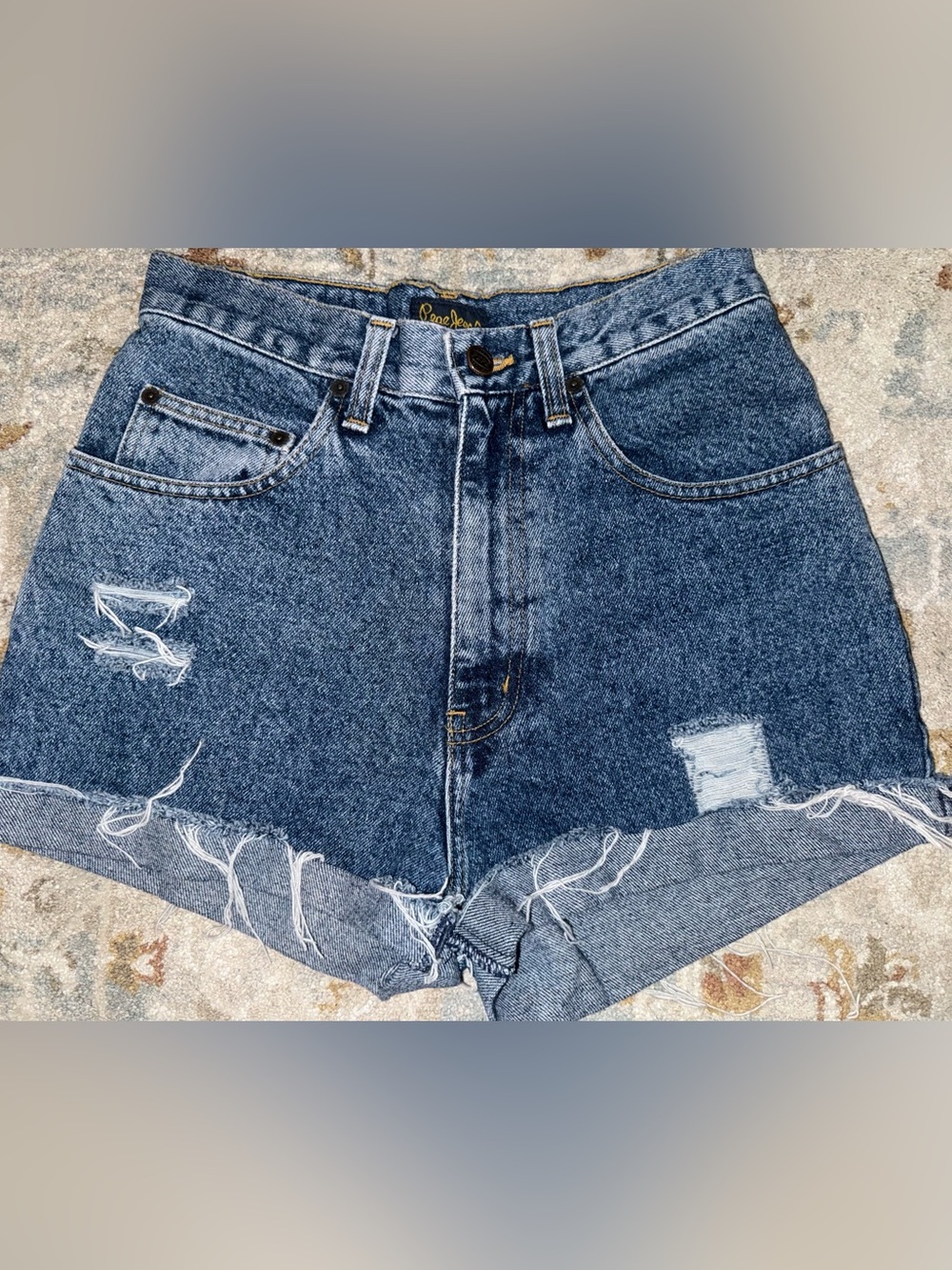 Vintage Pepe Jeans Dark Blue Distressed Denim Shorts